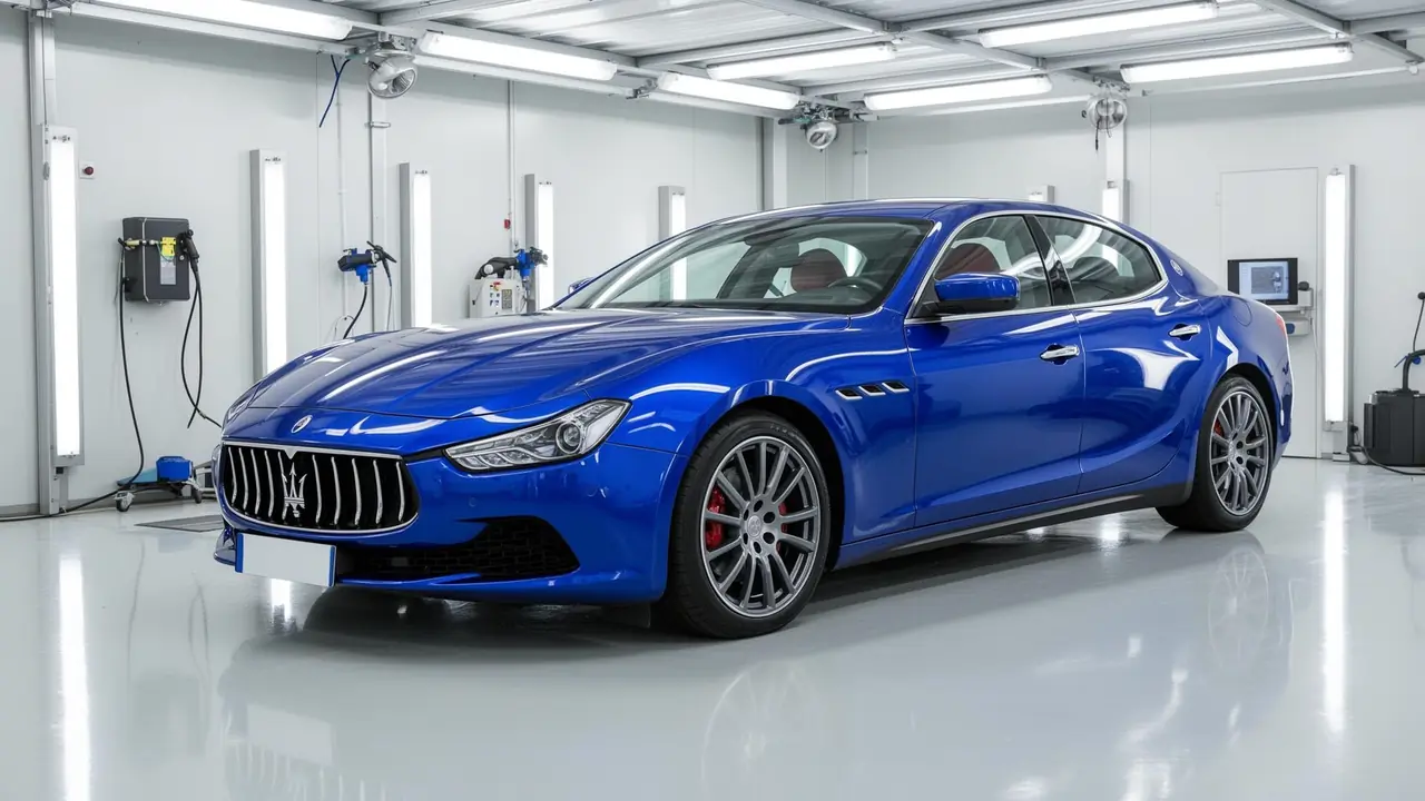 Maserati being detailed at the De' KaarNexus workshop