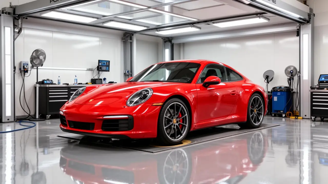 Porsche in detailing bay